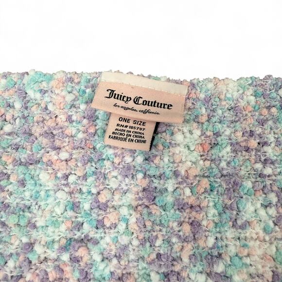Juicy Couture Pastel Knit Scarf Lilac Pink Blue One Size‎ Y2K Coquette Soft Girl - Picture 6 of 8